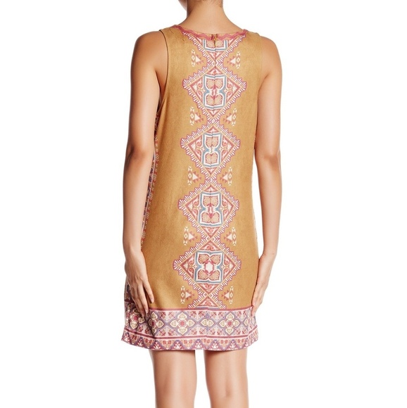 Flying Tomato Lace Up Piece Print Faux Suede Dress Boho - Picture 2 of 5